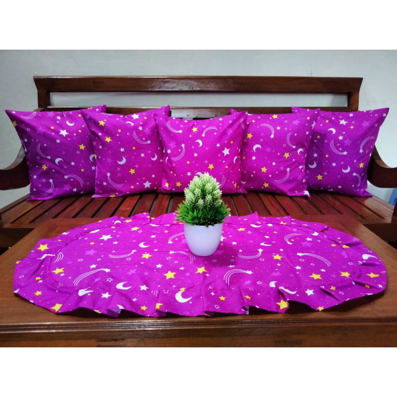 枕頭沙發 40X40 和 TAPLAK 客人桌圖案紫色 BULBIN