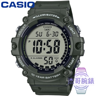【杰哥腕錶】CASIO 卡西歐大液晶野戰電子錶-軍綠 / AE-1500WHX-3A (台灣公司貨)