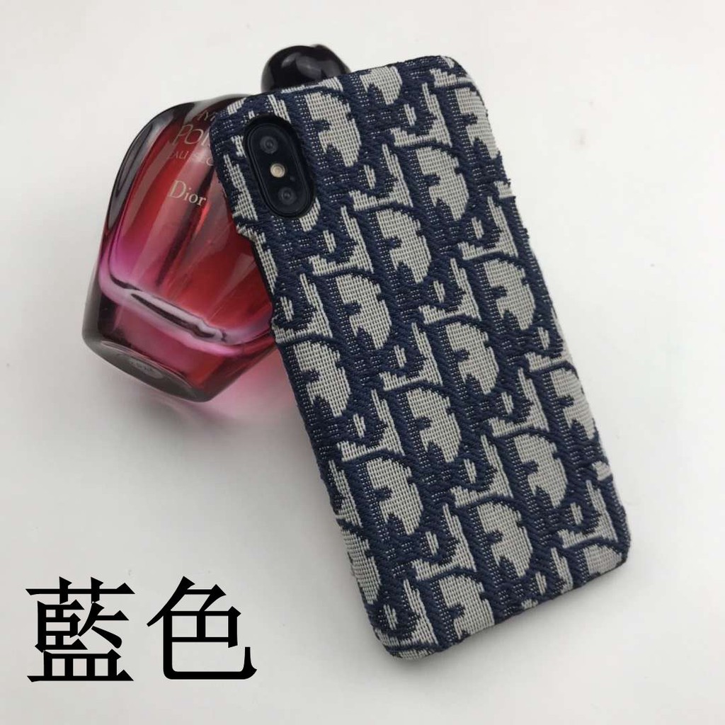 現貨 Dior 迪奧適用於iphone 6 7 8 Plus Xs Max Xr手機殼復古布藝刺繡字母硬殼 蝦皮購物