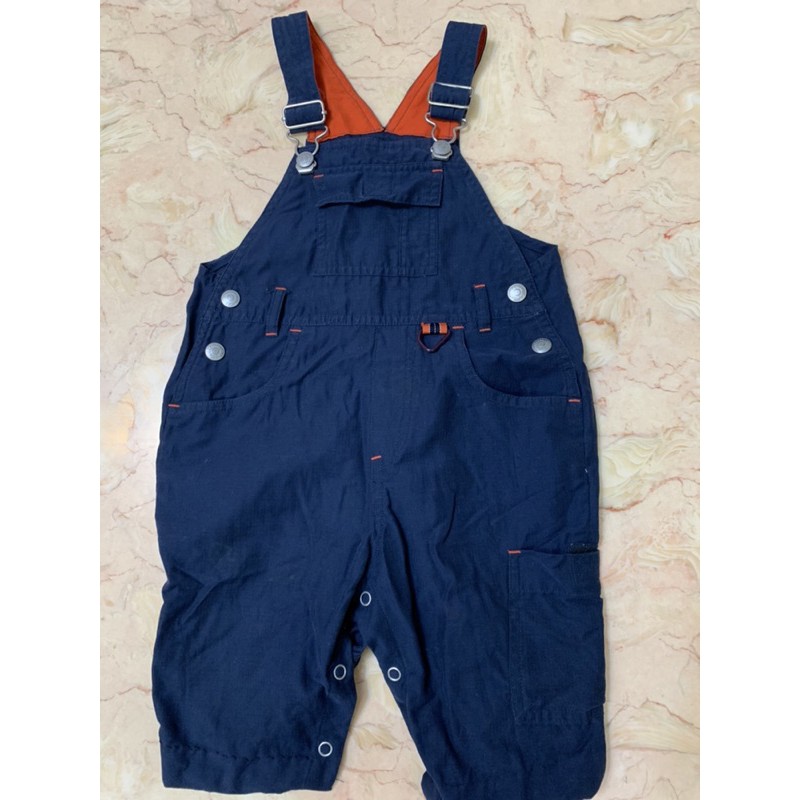 Baby gap深藍吊帶褲（二手）12-18m