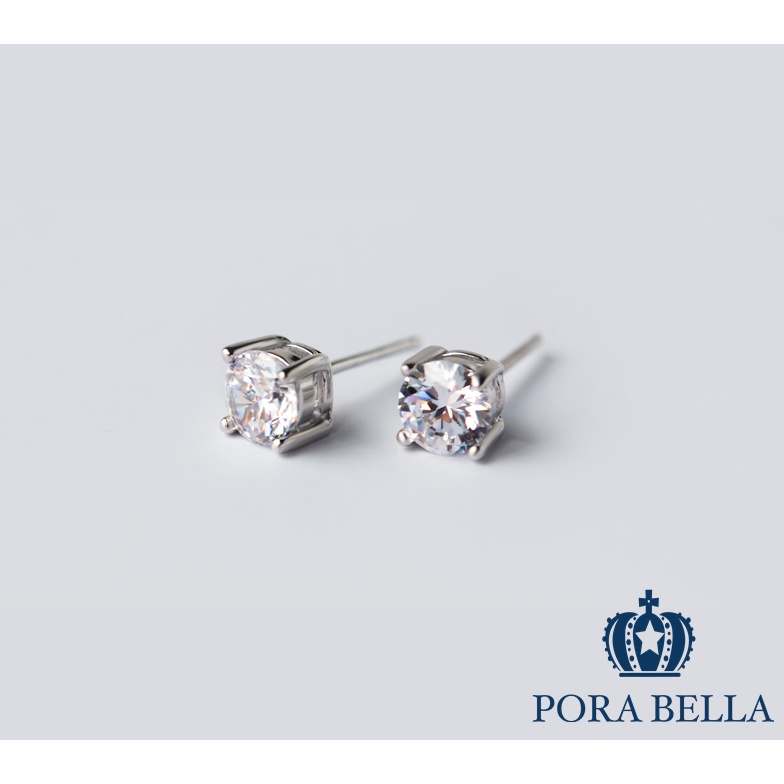 <Porabella>925純銀鋯石耳環 簡約優雅氣質款 微小美學 穿洞式耳環 Earrings