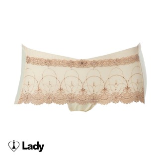 Lady 嘉德莉亞系列 低腰 刺繡 蕾絲 平口褲 (杏仁膚)