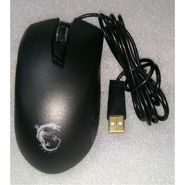 微星MSI Clutch GM10經典復刻電競滑鼠 黑色 鍍金USB接頭 特殊龍鱗紋防滑側握 即插即用 (裸裝)