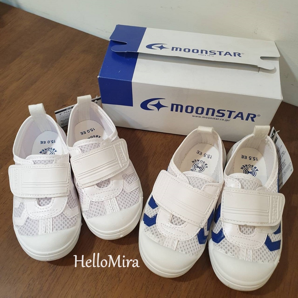 現貨【HelloMira】日本MoonStar兒童室內鞋15.5cm藍色/15cm白色 幼稚園室內鞋 小孩室內鞋 童鞋