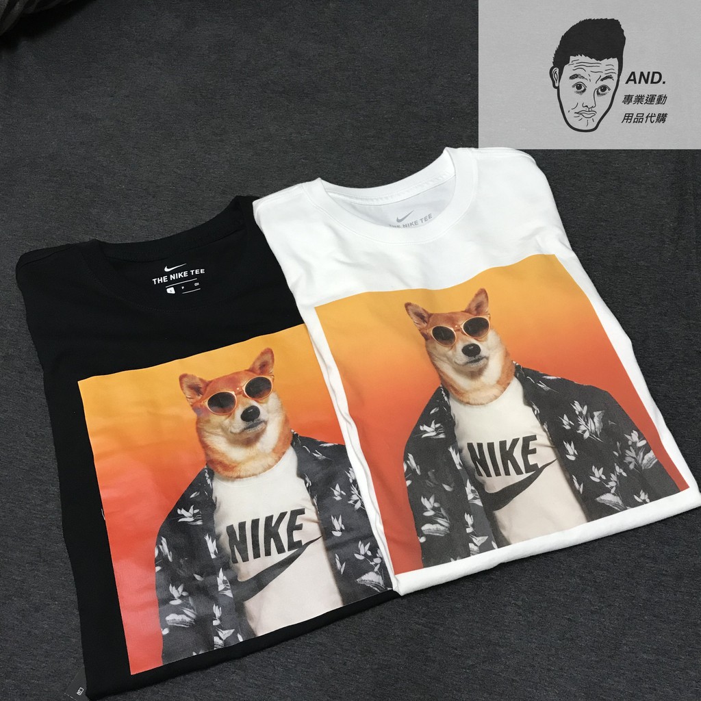 【AND.】 NIKE NSW TEE 狗狗 柴犬 墨鏡 短袖 黑/白 BQ0186-010/100