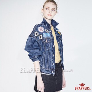 BRAPPERS 女款 Boy friend 系列-寬版落肩貼布牛仔外套-藍