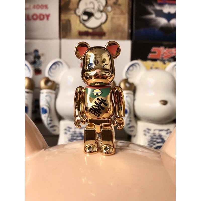 BLS • Be@rbrick 100% 短腿 2016 招財貓 千萬兩 金色 電鍍 bearbrick 庫柏力克熊