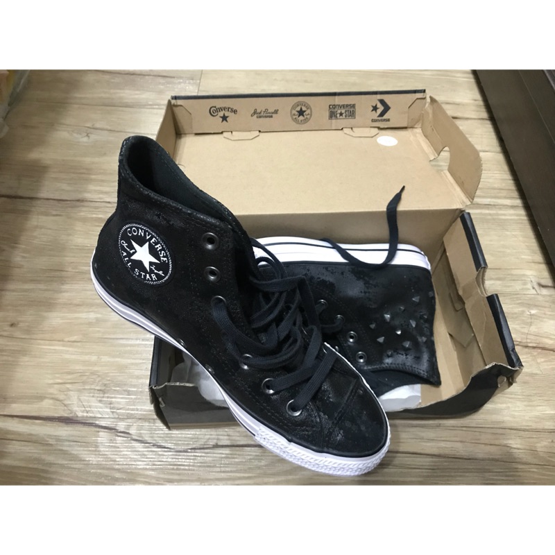 全新黑色麂皮卯釘鉚釘converse帆布鞋 549630C Chuck Taylor All Star Hardware