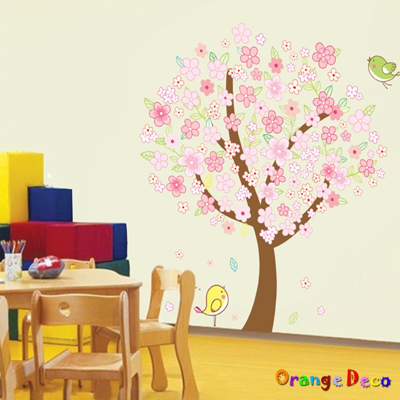 【橘果設計】粉紅樹 壁貼 牆貼 壁紙 DIY組合裝飾佈置