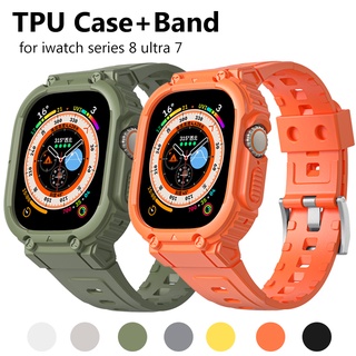 矽膠錶帶+錶殼適用Apple Watch 8 Ultra 49mm iwatch7 6 5 4 3 41mm 45mm