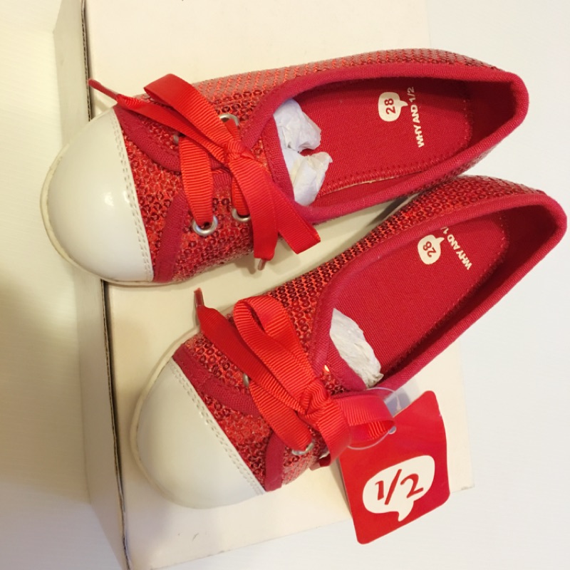 全新~WHY AND 1/2 紅色鞋 28號(鞋內約17+-0.5cm)