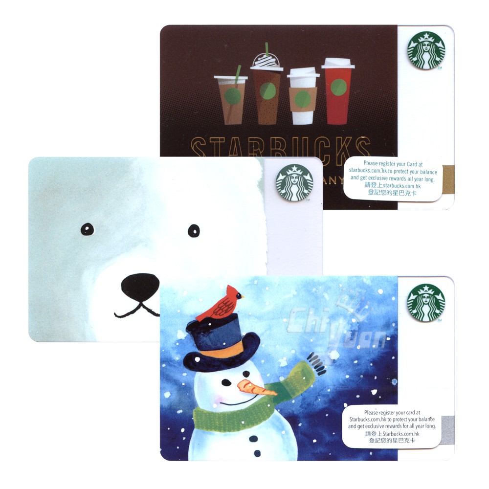 Starbucks 香港星巴克 2016 聖誕節 雪人/北極熊/飲品 隨行卡三款 (不含卡套)