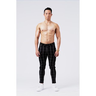 Kon Apparel- Black Check Trousers 格紋彈性休閒褲限時特價