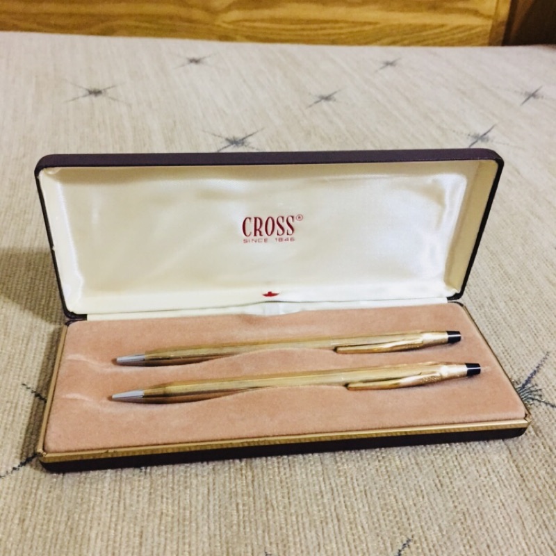 1970年代 全新 CROSS 14K 玫瑰金 古典仕女專用 原子筆 鉛筆 對筆 盒單齊全
