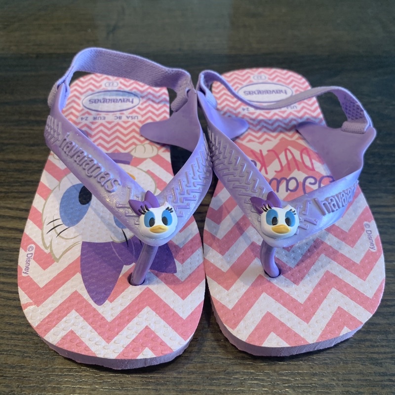 havaianas全新紫粉黛西兒童夾腳拖鞋 涼鞋 22 8C 24