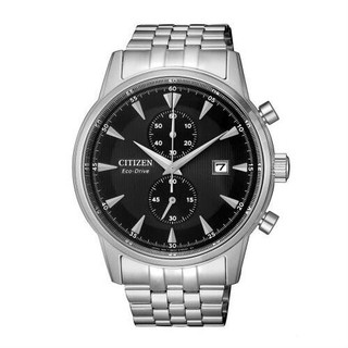 CITIZEN 星辰 CA7001-87E 經典日期顯示計時光動能腕錶 /黑x銀 43mm