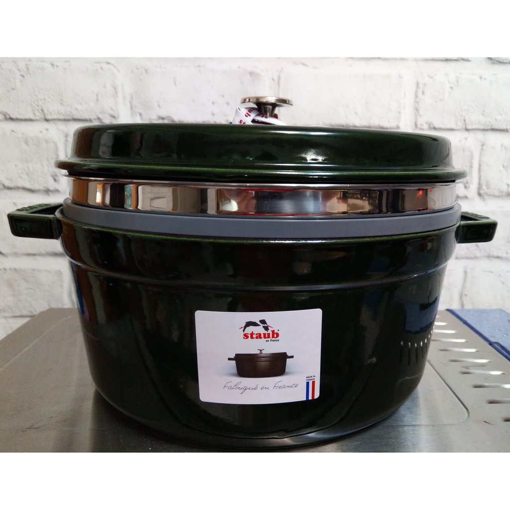 Staub羅勒綠26圓鍋(含蒸籠)