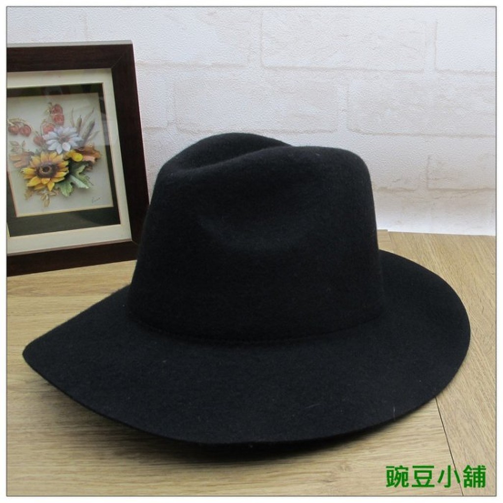 毛呢帽 造型帽 紳士帽 爵士帽 大沿帽 禮帽 寬檐 木耳邊 潮流 時尚 英倫 復古 黑色 *左岸生活*