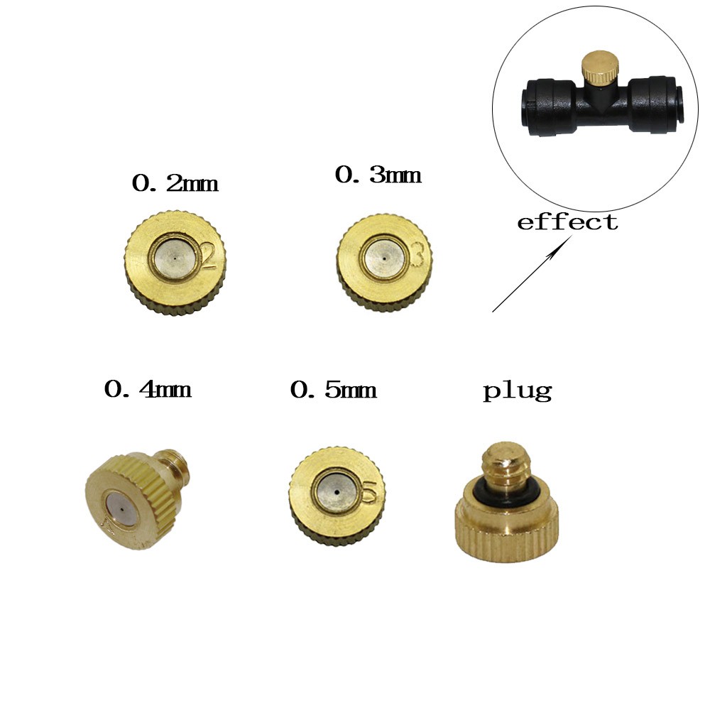 10 件 0.2 至 0.5 毫米噴霧器低壓噴嘴,帶 3/16 英寸(4 毫米)滑動鎖連接器插頭,用於溫室果園