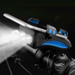 全新自行車USB充電手機架：「4000mAh」中置雙T6喇叭燈 置中車頭燈手機支架 防水LED單車頭燈 腳踏車前燈手機座
