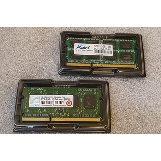 筆電 DDR3-1333 2GB x2 共 4GB RAM 創見 & ASint 昱聯