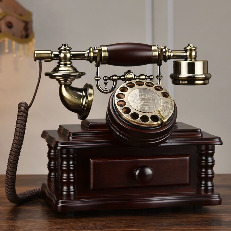 ✆特價歐式美式復古電話機實木座機仿古古董家用時尚創意固定電話
