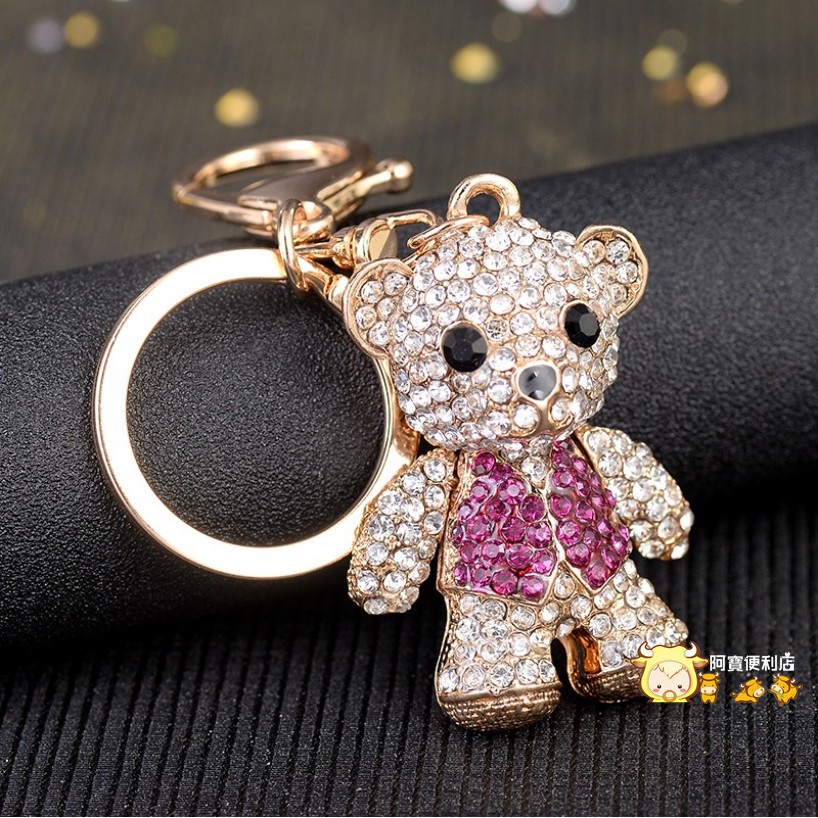 韓國 首爾 小熊 手工 水鑽 包包 吊飾 水鑽鑰匙圈 可愛造型 鑰匙 手機吊飾 隨身佩件 佩飾 裝飾 精品 1069