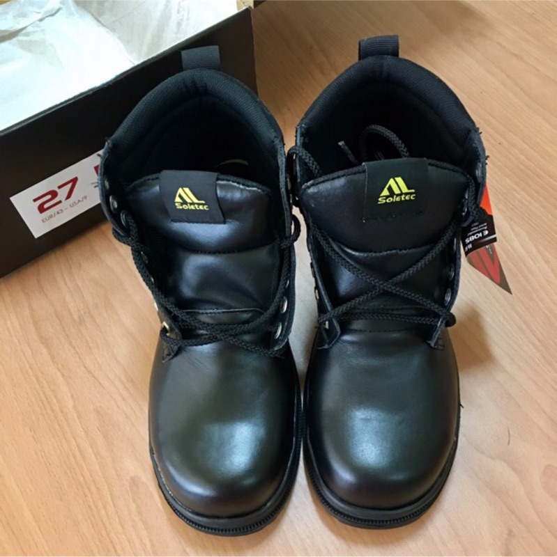 全新出清 Soletec超鐵安全鞋  黑色真皮中筒工作鞋 鋼頭鞋 鞋帶款  台灣製造