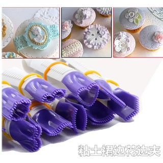 10件套翻糖蛋糕造型工具塑料花邊夾 翻糖蛋糕花邊夾 杯子蛋糕裝飾 造型夾 花式麵點造型模具夾