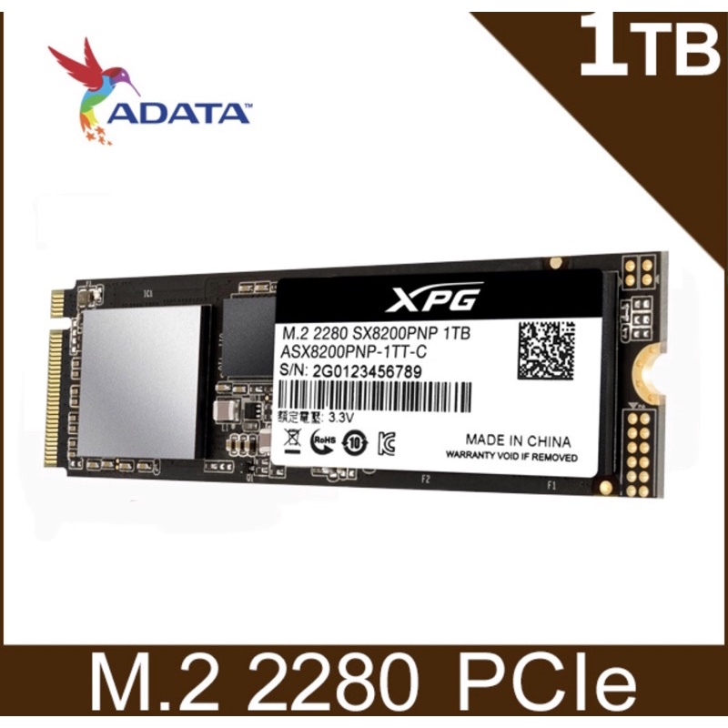 ADATA威剛 XPG SX8200Pro 1TB M.2 2280 PCIe SSD固態硬碟/(五年保)