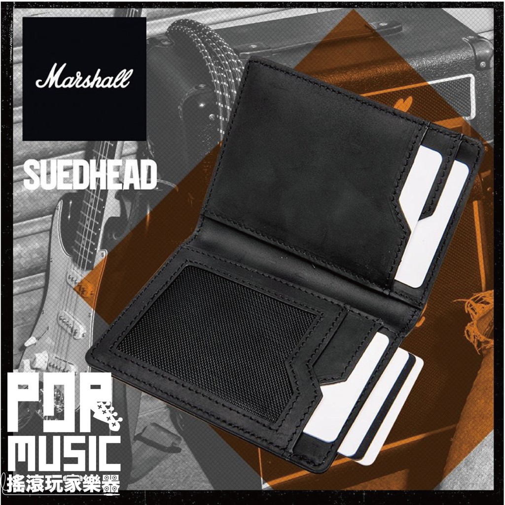 【搖滾玩家樂器】全新 公司貨免運 Marshall Suedehead Black 麂皮 俐落 直式 皮夾 有二色 可選