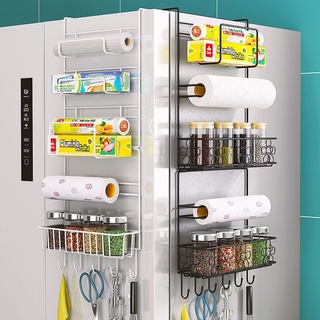 冰箱置物架 冰箱收納架 多功能側面掛架 廚房紙巾保鮮膜袋調味料收納架