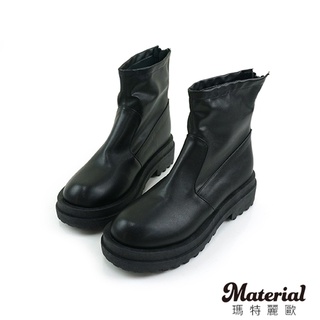 Material瑪特麗歐 【全尺碼23-27】短靴 MIT帥氣拉鍊厚底短靴 T1861