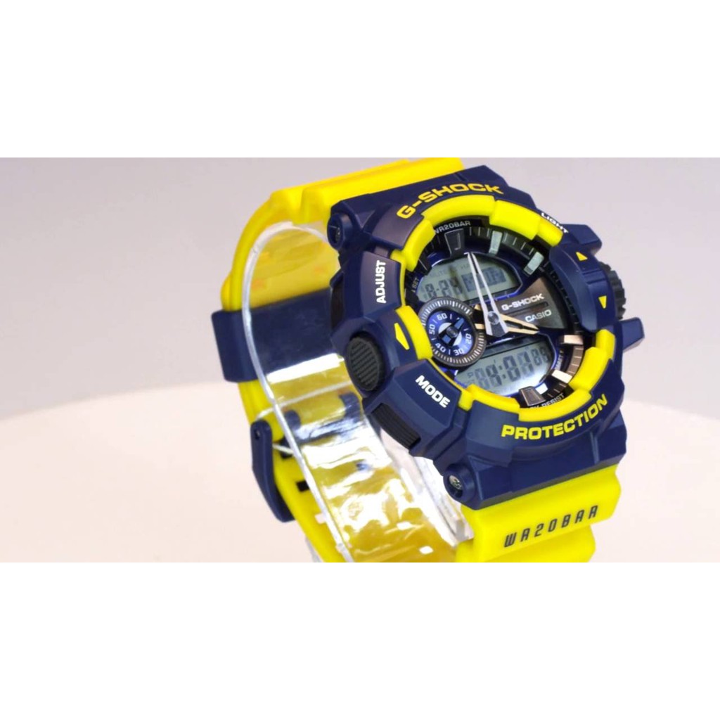 G-SHOCK GA-400-9B 電子錶 指針 藍X黃 防水 抗震 樂高系列 特價