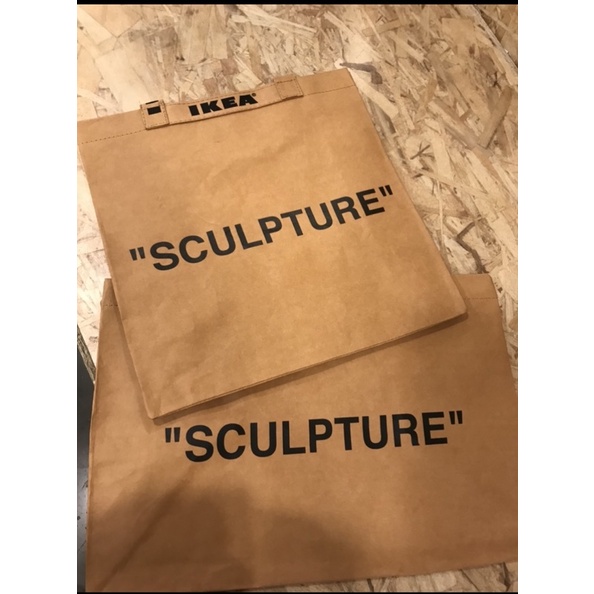 IKEA X Off-White 聯名款購物袋 帆布包 "Sculpture"印字加厚增強紙托特