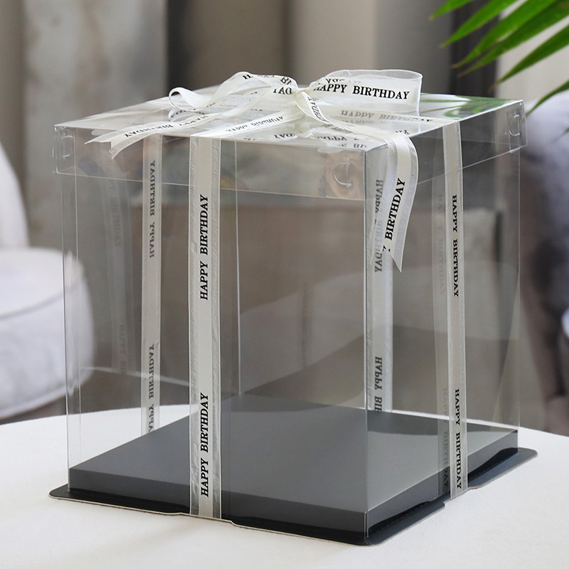 透明蛋糕盒5寸6寸透明蛋糕盒-韓式裱花擠花蛋糕盒蠟燭擠花全透明蛋糕盒
