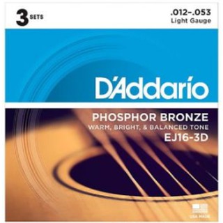 Dʼaddario EJ16-3D 磷青銅 一組3套 民謠吉他弦 (12-53)