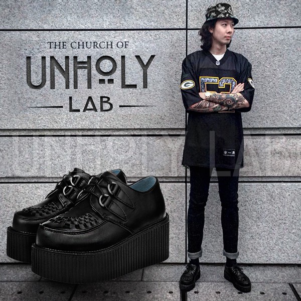 Unholy Lab 英國龐克鞋真皮黑色厚底鞋大尺碼男鞋增高鞋馬丁英倫underground厚底鞋髮廊 蝦皮購物