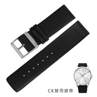Watchband / 601-CK-01 / 22mm / Calvin Klein 同寬 真皮替用錶帶 附扣頭 黑色