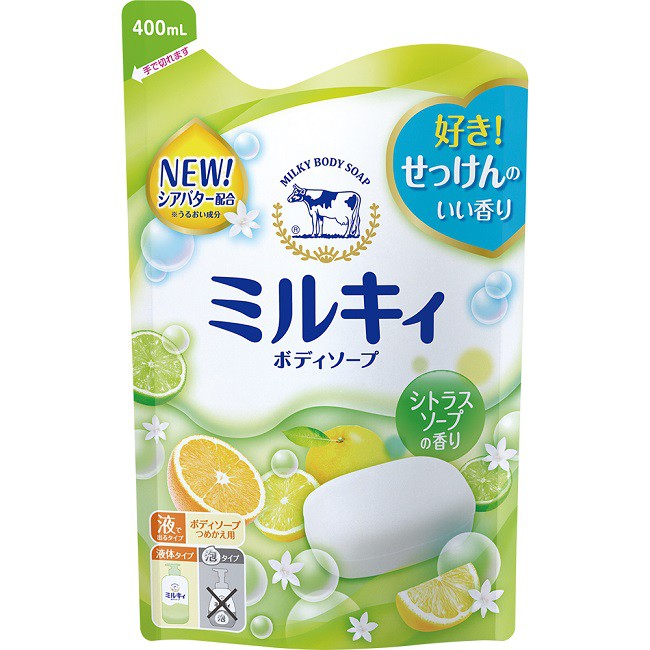 牛乳石鹼 牛乳精華沐浴乳補充包柚子果香400ML