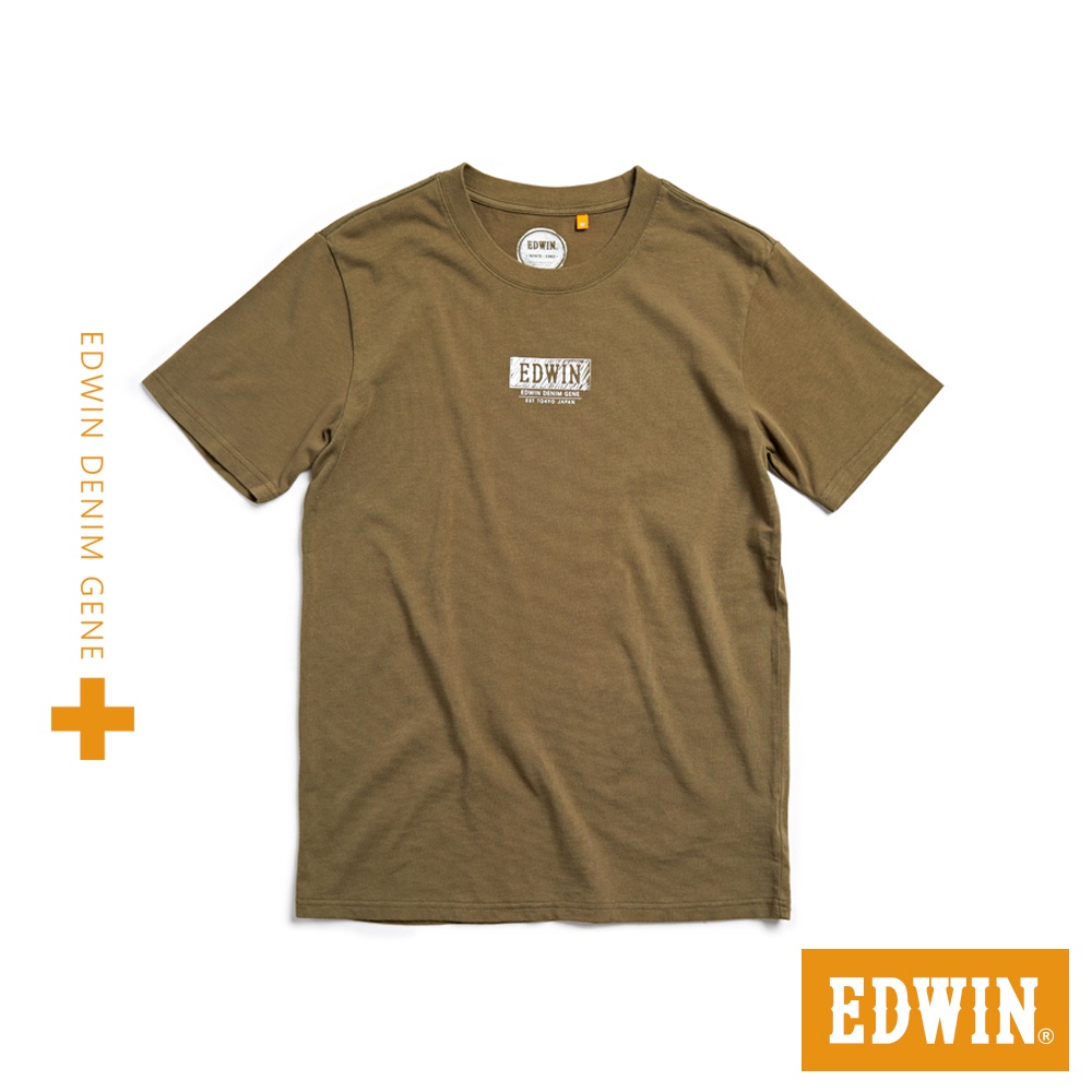 EDWIN 男款 人氣復刻 橘標 職人手繪LOGO短袖T恤(橄欖綠)