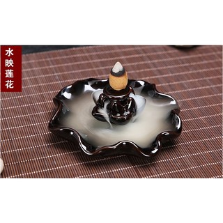 水映蓮花 陶瓷工藝品 陶瓷倒流香爐 香薰爐 家居擺件 塔香檀香 盤香爐 裝飾茶海 檀香