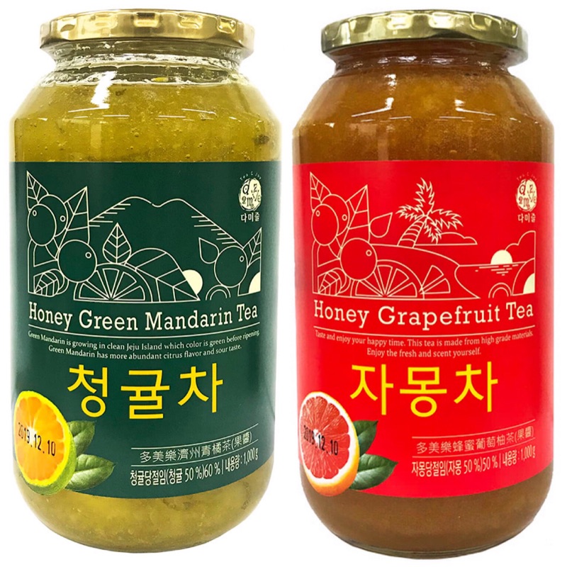 🔥即期低價出清🔥 韓國多美樂 蜂蜜葡萄柚茶 1000g 果醬 濟州青橘醬 柚子茶 韓國柚子茶 柚子醬 橘子果醬