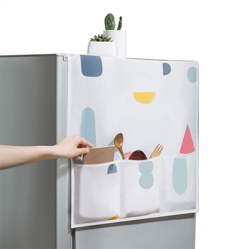 冰箱防塵罩 單開門收納袋 冰櫃蓋布 家用韓式雙開門遮冰箱罩 口袋收納 雜物整理 小物品收納