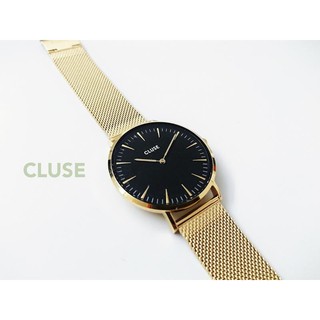 全新 CLUSE 荷蘭 精品 手錶 MESH 系列 黑錶盤 金色 金屬 錶帶 錶面38mm 母親節 最佳獻禮 非 星辰錶