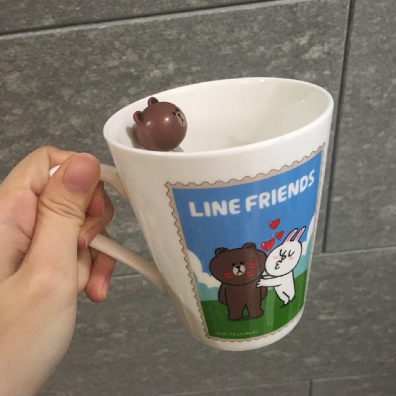 LINE Friends可收納攪拌棒馬克杯蓋組