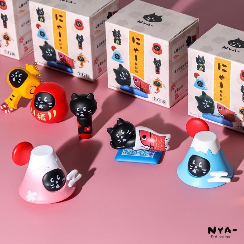 NYA 貓 緣起物  日本 公仔 黑貓 盒玩 2022 台灣 台北限定店 鯉魚旗