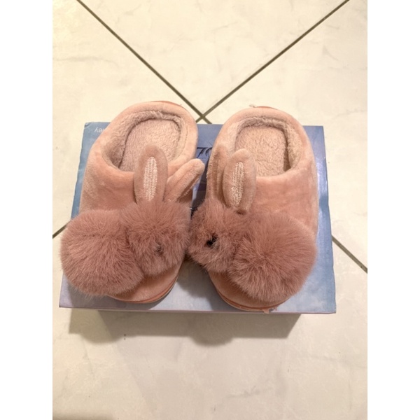 女童室內拖 粉紅毛毛兔拖鞋（小童款）