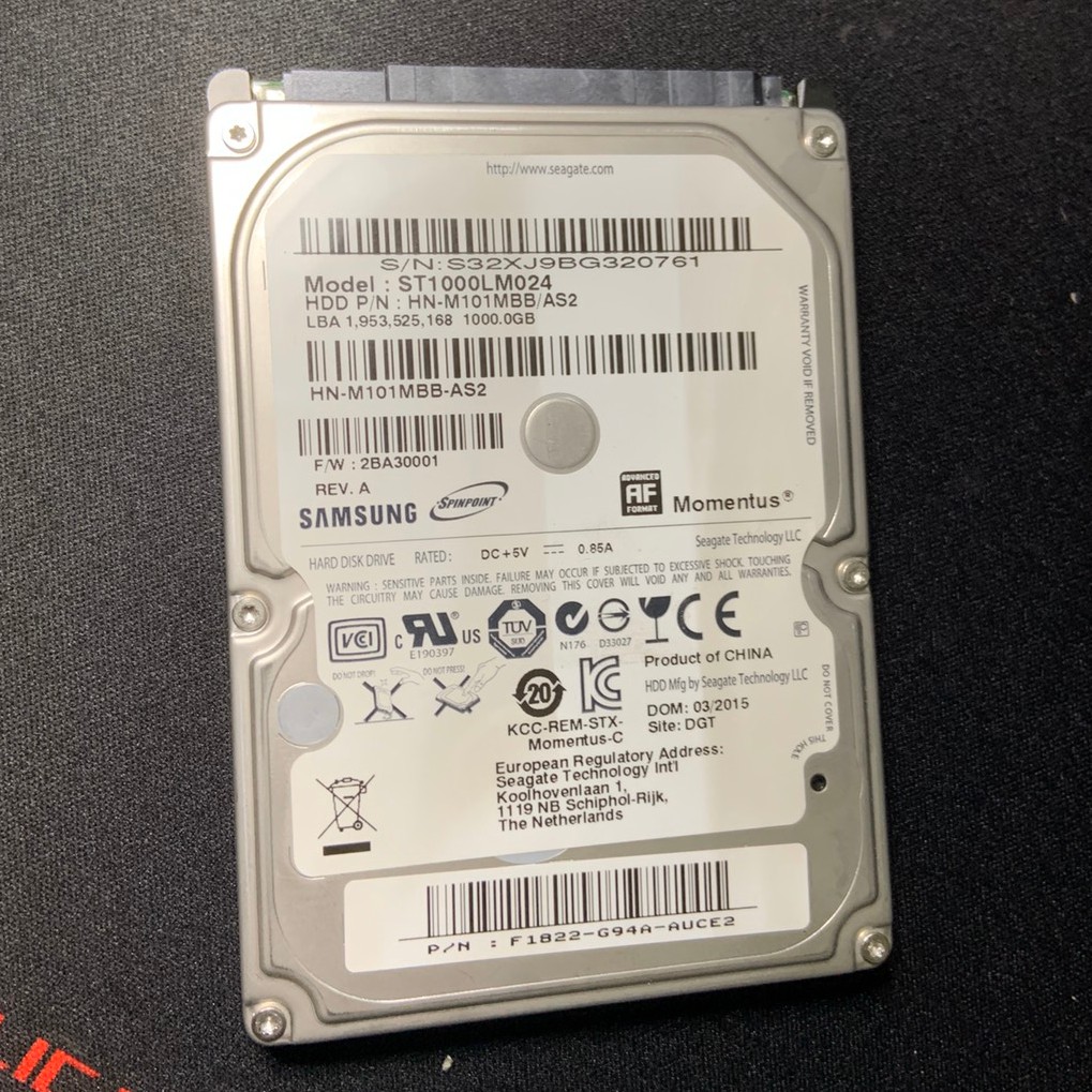 希捷/三星2.5吋 1TB 5400轉 8M SATA3(ST1000LM024)