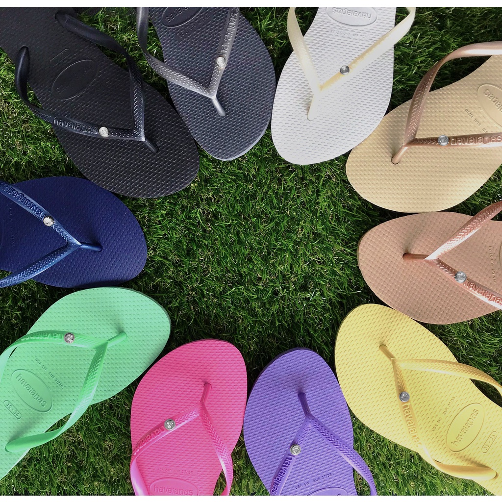 【老費】havaianas slim 設計師聯名款 巴西原裝 正品 哈瓦仕 細帶人字拖鞋 夾腳拖 平底 水晶 單鑽款